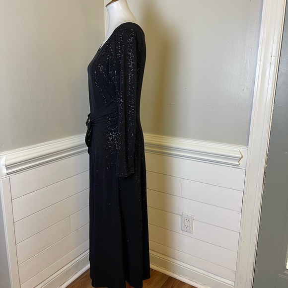 Perceptions New York Beautiful Black Silver Glittered Dress 10 FREE SHIP - Picture 2 of 5